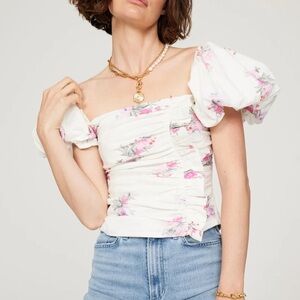 LoveShackFancy Dalima Puff Sleeve Top NWT size 2
